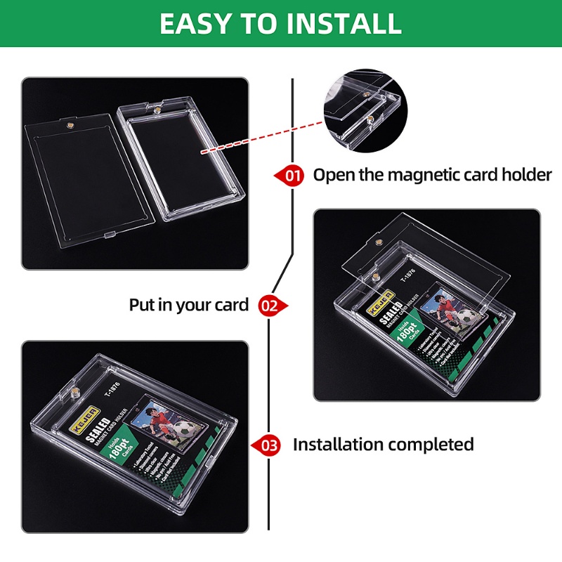 180pt Magnetic Card Holder Hard Plastic Holder High Transparent UV Resistant Basketball Volleyball Game Collection Trading Cards (11)