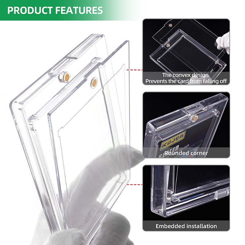 180pt Magnetic Card Holder Hard Plastic Holder High Transparent UV Resistant Basketball Volleyball Game Collection Trading Cards (8)