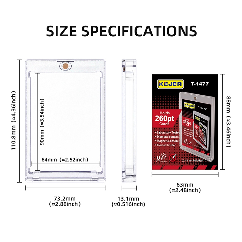 260 PT Thick Magnet Card Holder with UV Protection Hard Plastic Card Case Trading Game Card Pokémon Collectible Cards (14)