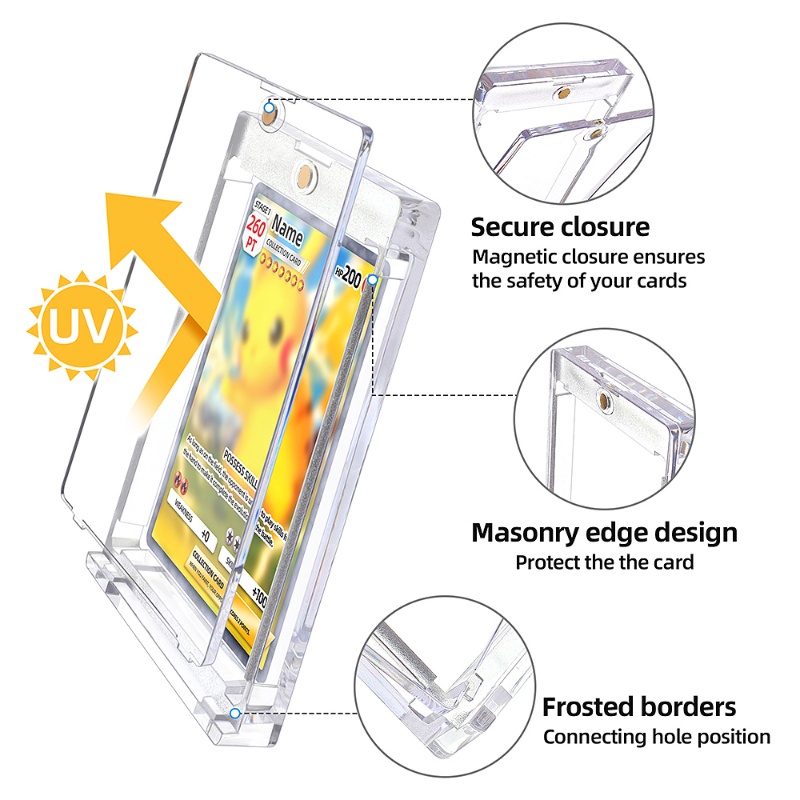 260 PT Thick Magnet Card Holder with UV Protection Hard Plastic Card Case Trading Game Card Pokémon Collectible Cards (6)