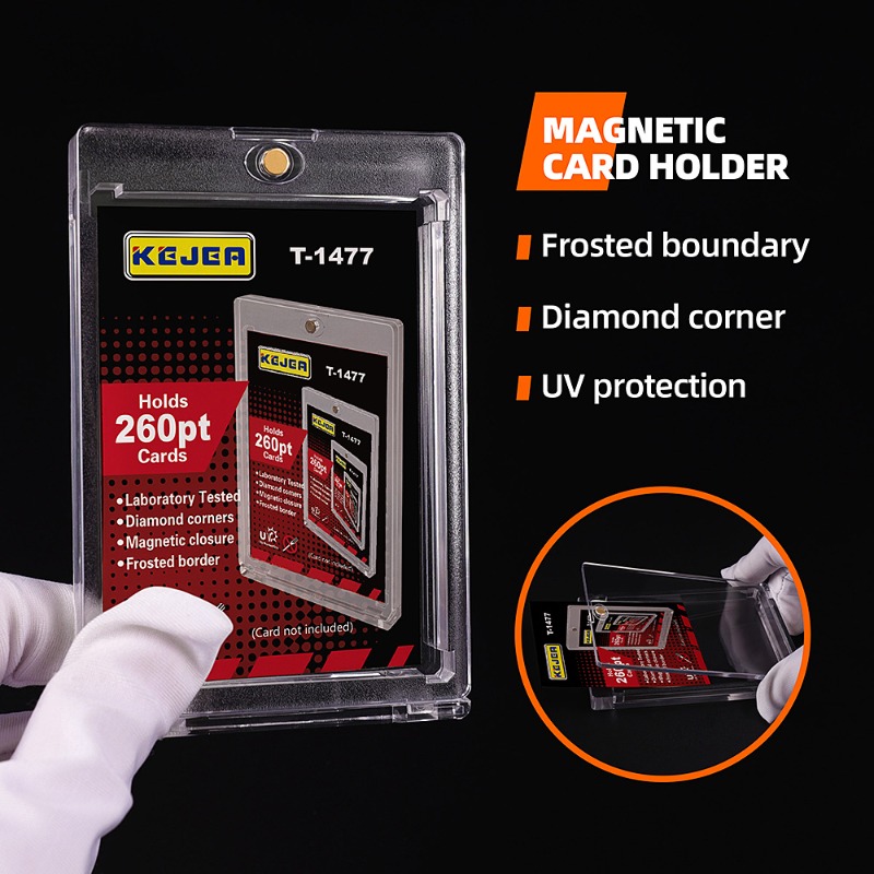 260 PT Thick Magnet Card Holder with UV Protection Hard Plastic Card Case Trading Game Card Pokémon Collectible Cards (8)