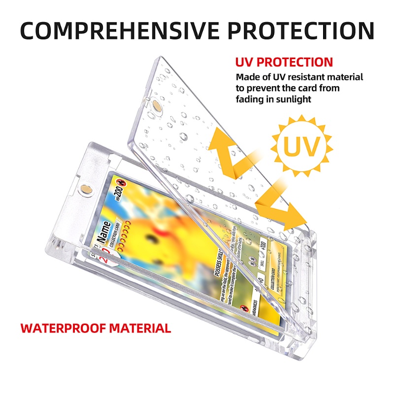 260 PT Thick Magnet Card Holder with UV Protection Hard Plastic Card Case Trading Game Card Pokémon Collectible Cards (9)