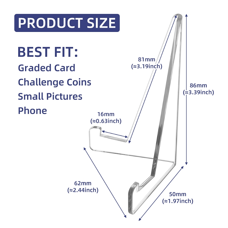Acrylic Card Stands Card Holder Display Stand Clear Mini Easel Stand for Challenge Coins Graded Baseball Trading Cards (1)