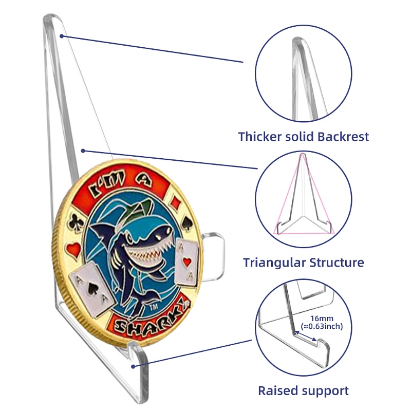 Acrylic Card Stands Card Holder Display Stand Clear Mini Easel Stand for Challenge Coins Graded Baseball Trading Cards (10)