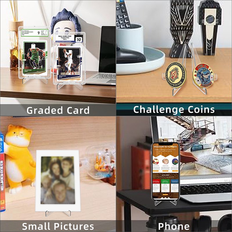 Acrylic Card Stands Card Holder Display Stand Clear Mini Easel Stand for Challenge Coins Graded Baseball Trading Cards (3)