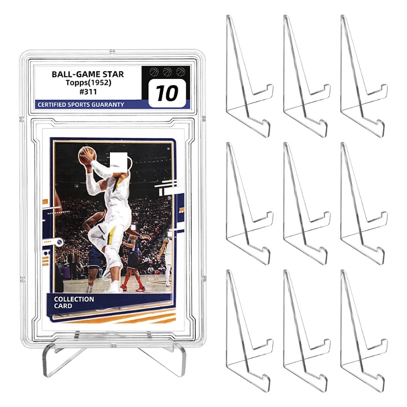 Acrylic Card Stands Card Holder Display Stand Clear Mini Easel Stand for Challenge Coins Graded Baseball Trading Cards (6)