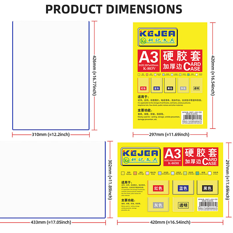 Custom Clear PVC A4 A3 A5 Waterproof Hard PVC Document Card Protector Holder Case Transparent Card Holder2