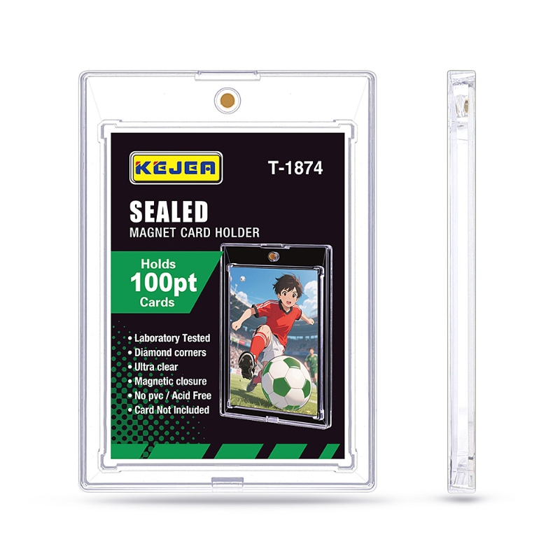 Kejea Sealed Magnetic Card Holder 100pt Ultra Transparent UV Resistant Thick Card Case for Sports Trading Card Collections
