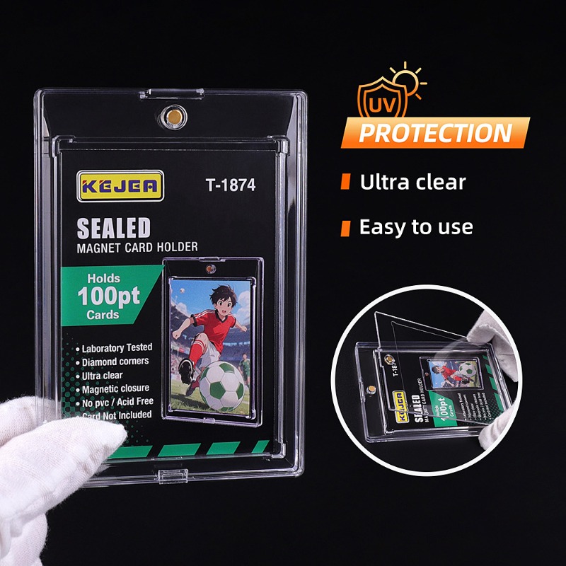 Kejea Sealed Magnetic Card Holder 100pt Ultra-Transparent UV-Resistant Thickened Card Case (2)