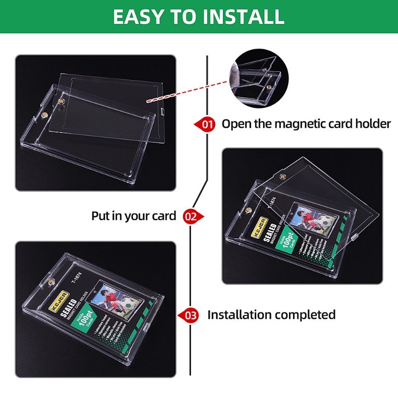 Kejea Sealed Magnetic Card Holder 100pt Ultra-Transparent UV-Resistant Thickened Card Case (9)