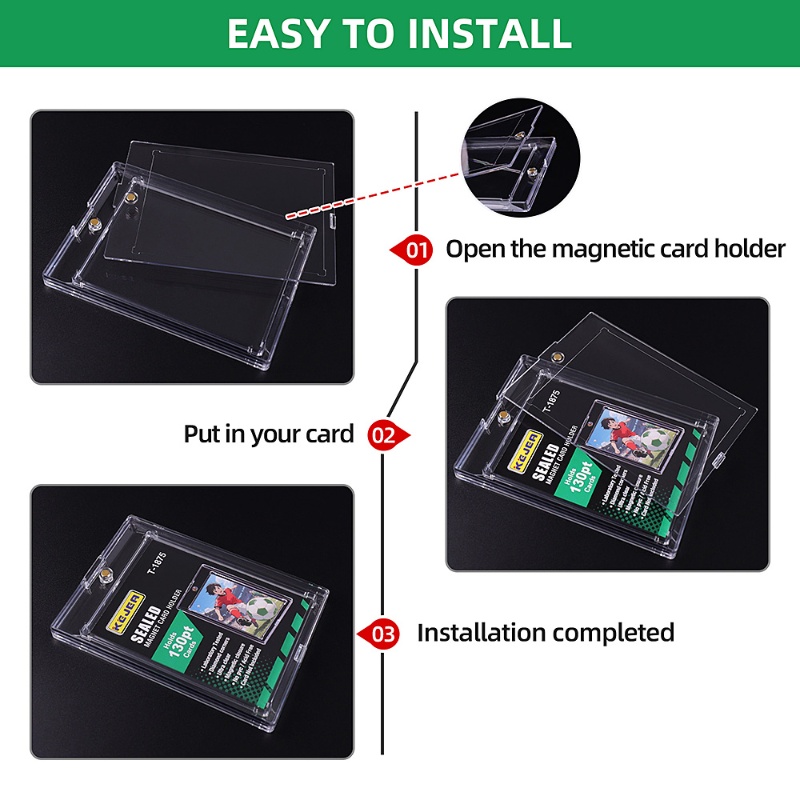 Kejea Sealed Magnetic Card Holder 130pt Ultra Transparent UV Resistant Thick Sleeve for Sports Trading Card Collections (10)