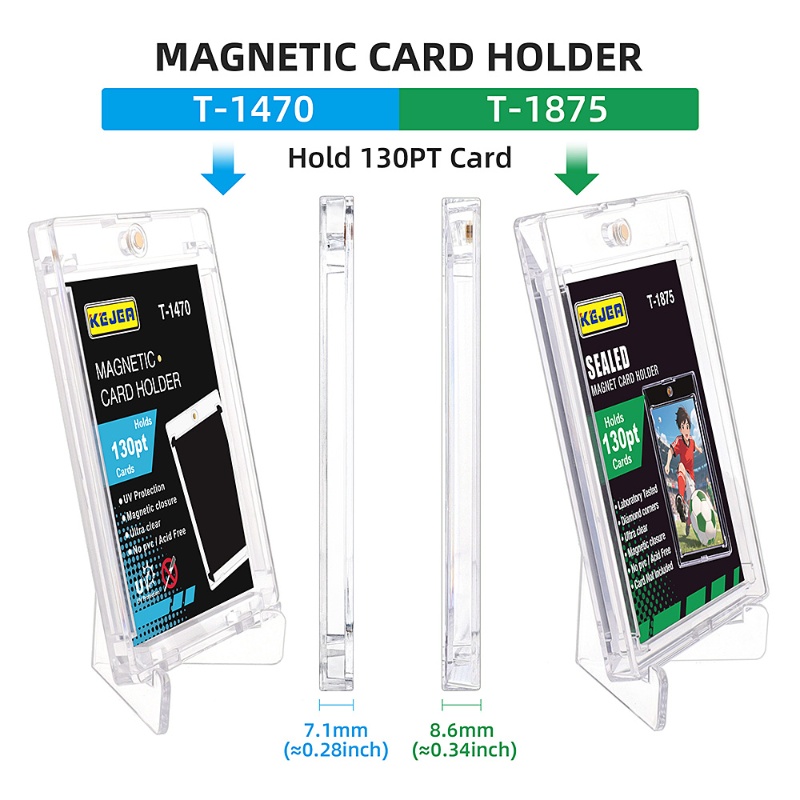 Kejea Sealed Magnetic Card Holder 130pt Ultra Transparent UV Resistant Thick Sleeve for Sports Trading Card Collections (12)