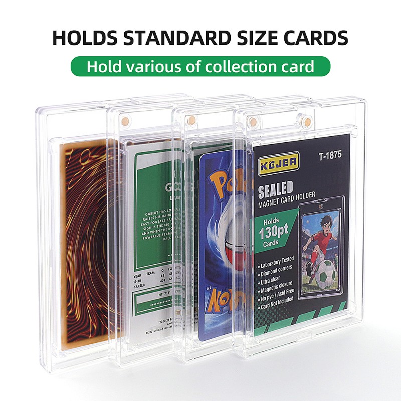 Kejea Sealed Magnetic Card Holder 130pt Ultra Transparent UV Resistant Thick Sleeve for Sports Trading Card Collections (2)