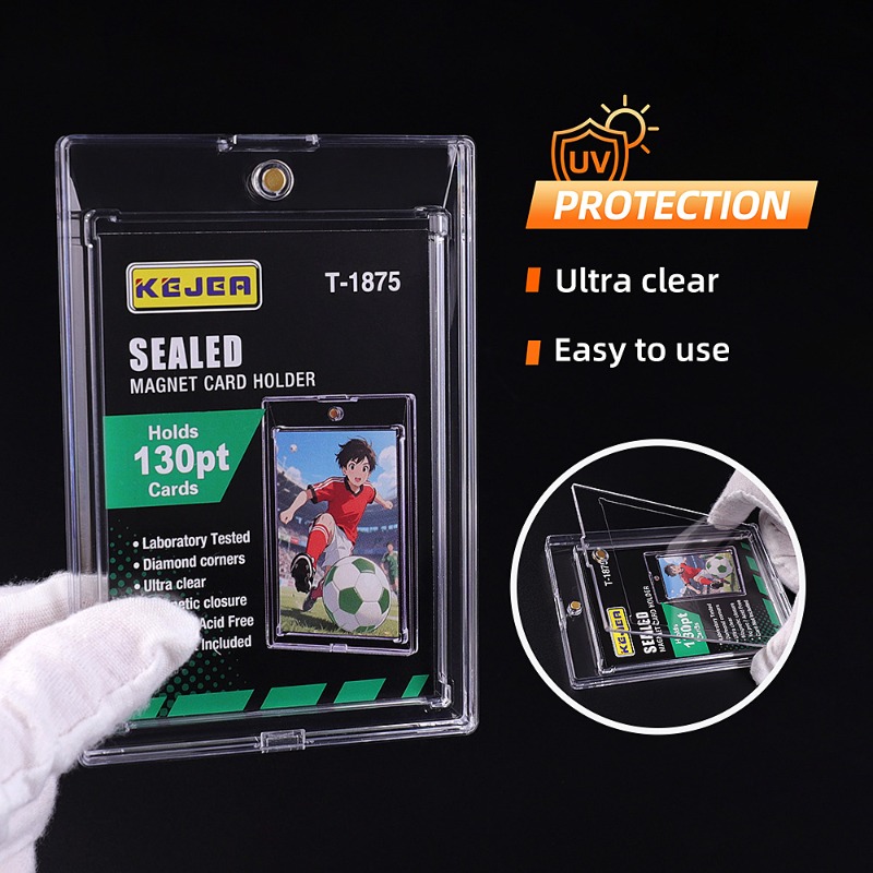 Kejea Sealed Magnetic Card Holder 130pt Ultra Transparent UV Resistant Thick Sleeve for Sports Trading Card Collections (3)
