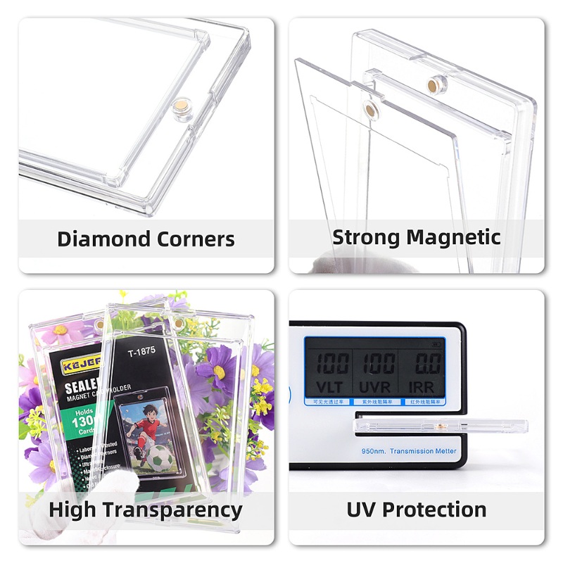 Kejea Sealed Magnetic Card Holder 130pt Ultra Transparent UV Resistant Thick Sleeve for Sports Trading Card Collections (4)