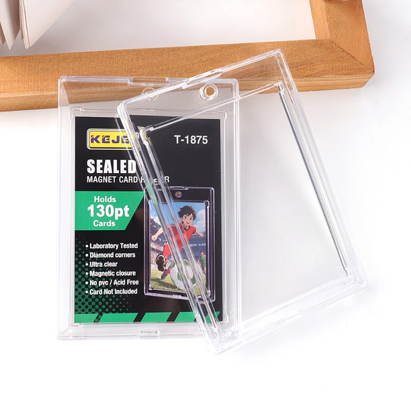 Kejea Sealed Magnetic Card Holder 130pt Ultra Transparent UV Resistant Thick Sleeve for Sports Trading Card Collections (8)