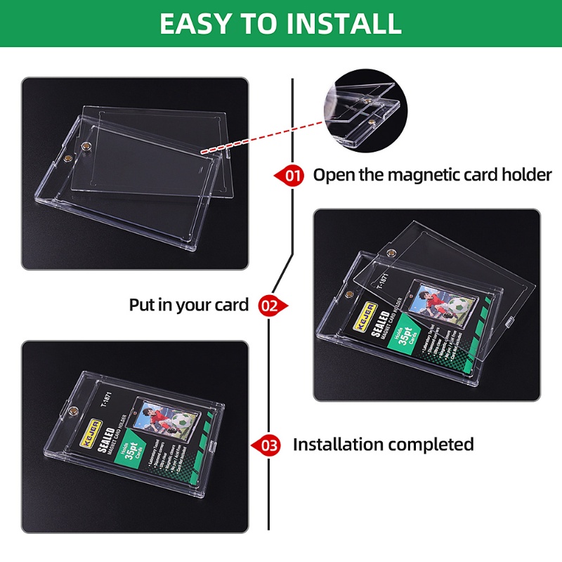 Kejea Sealed Magnetic Card Holder 35pt Ultra-Transparent UV-Resistant Extra-Thick Card Holder (8)