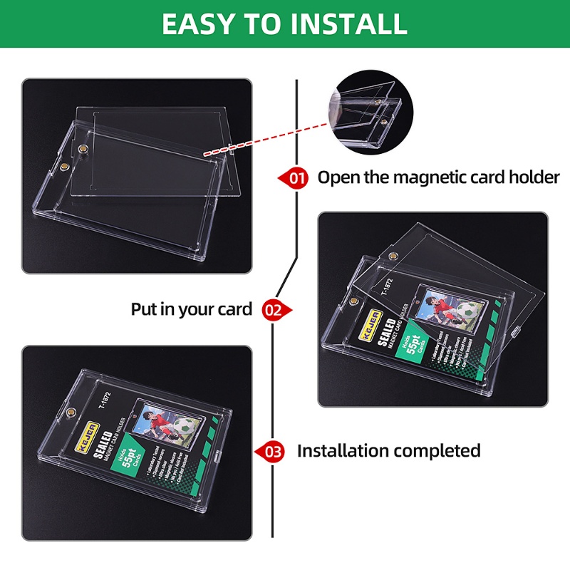 Kejea Sealed Magnetic Card Holder 55pt Ultra-Transparent UV-Resistant Hard Plastic Card Holder (7)