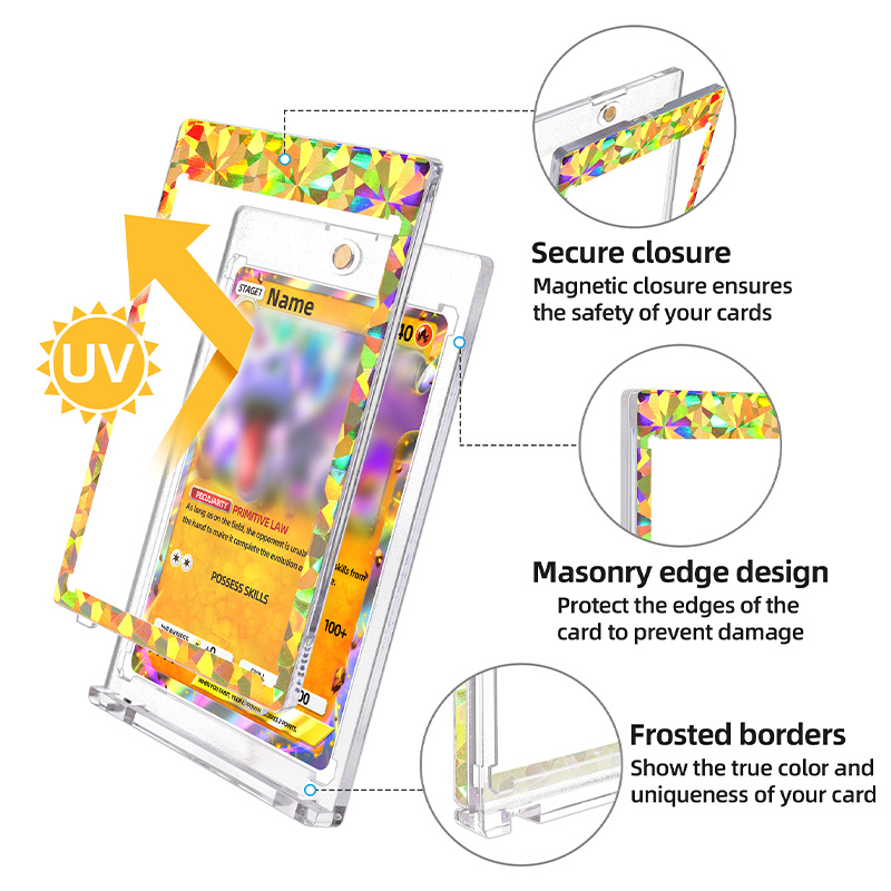 Custom Colorful One Touch Magnetic Card Holder Gold Color Baseball Card Case Trading Sports Card Holder for Display1