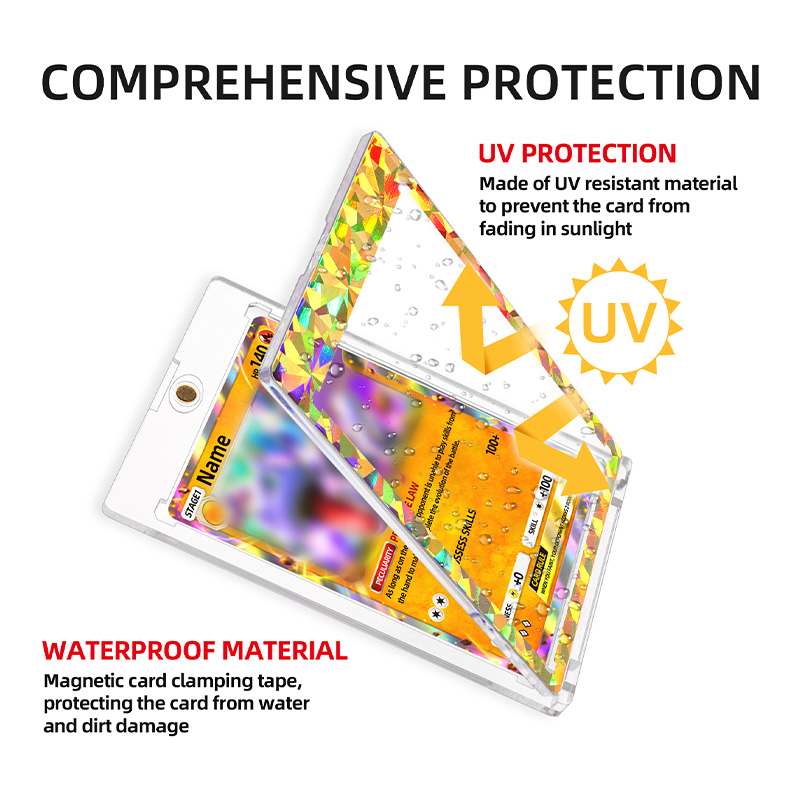 Custom Colorful One Touch Magnetic Card Holder Gold Color Baseball Card Case Trading Sports Card Holder for Display2