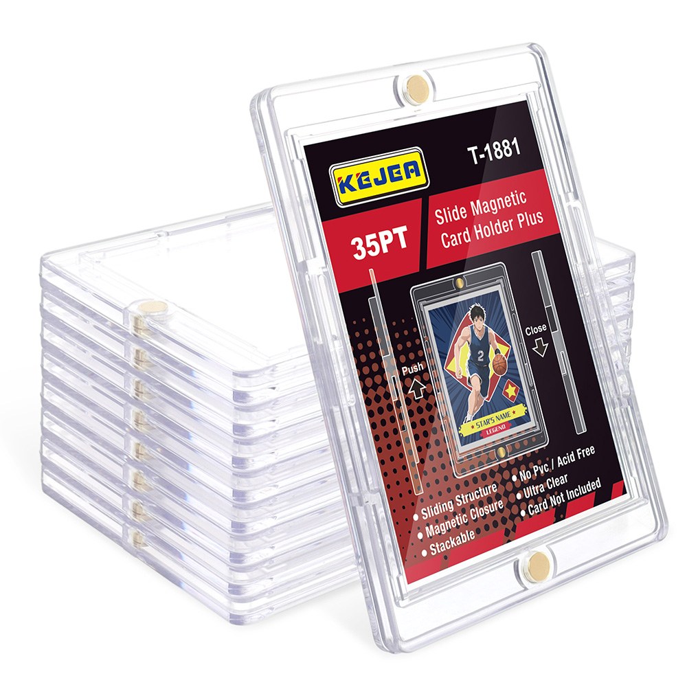 35PT Magnetic Card Holder Sliding Open Anti-Scratch UV Protected Strong Magnet Hard Plastic Card Case for Collect Trading Cards